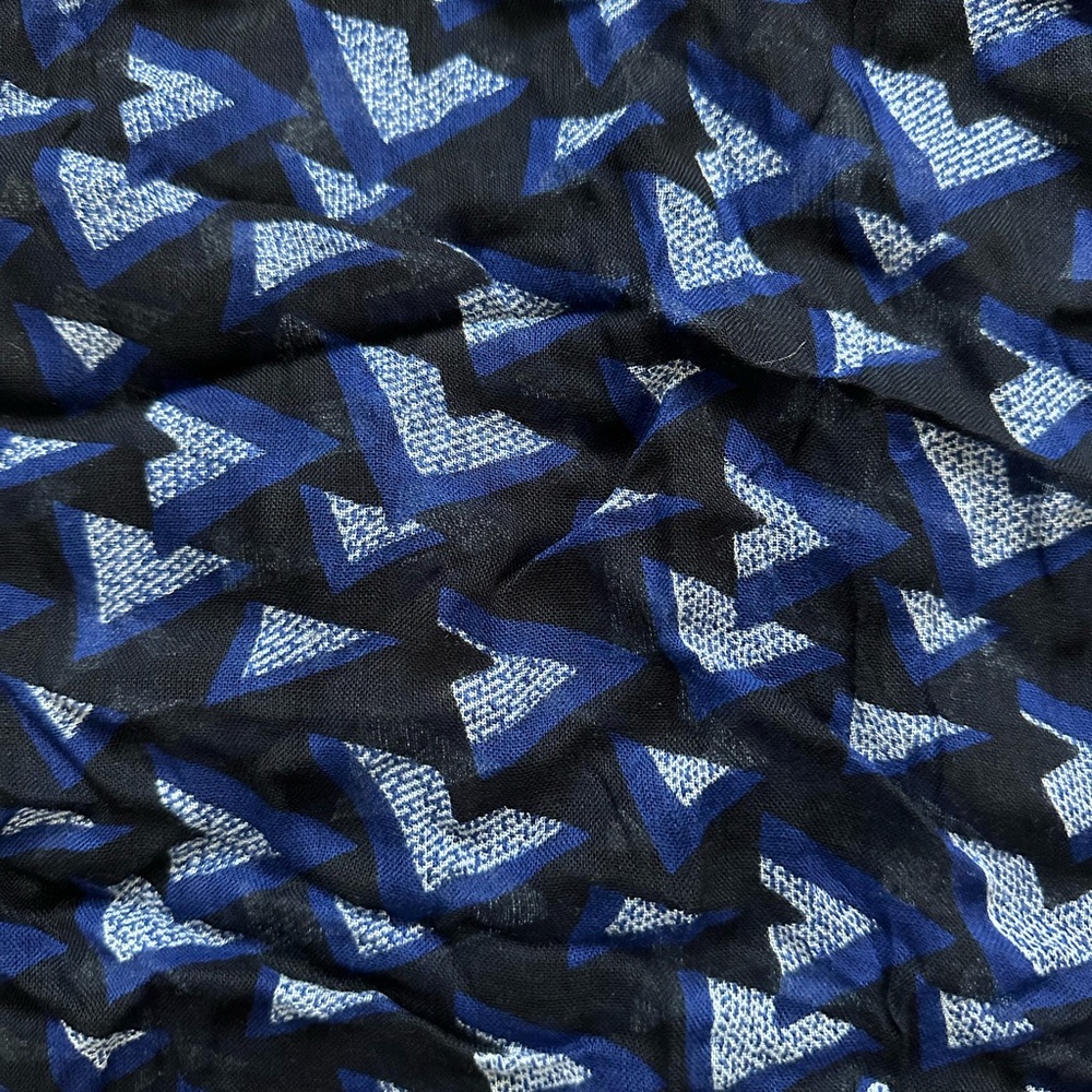Black and Blue Geometric Infinity Scarf - Picture 4 of 4